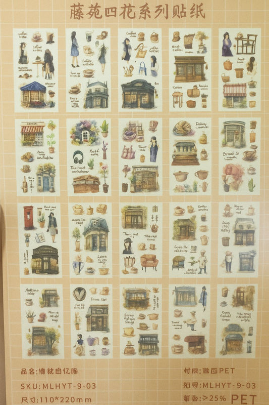 Rich and Kahve Konseptli Sticker Book–20 sayfa Bullet Journal ve Defter Süsleme İçin Retro Etiket Seti
