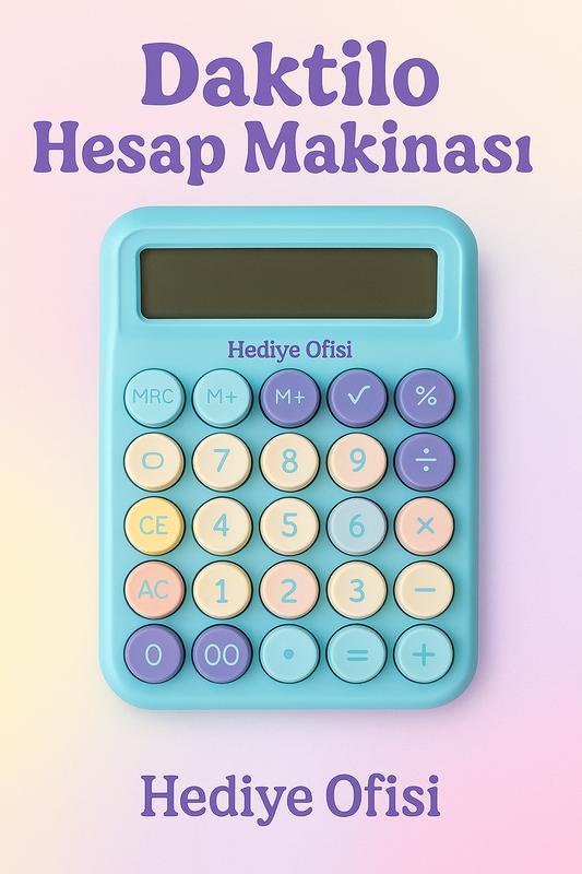Pinterest Hesap Makinası Daktilo Tasarım Renkli Tuşlu Masaüstü Hesap Makinesi – Pastel Retro