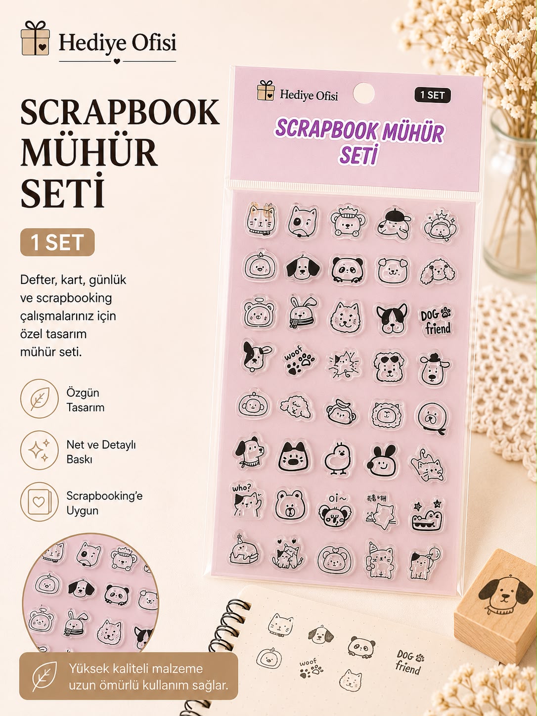 Şeffaf Silikon Scrapbook Mühür Seti 1 Adet -sevimli köpek