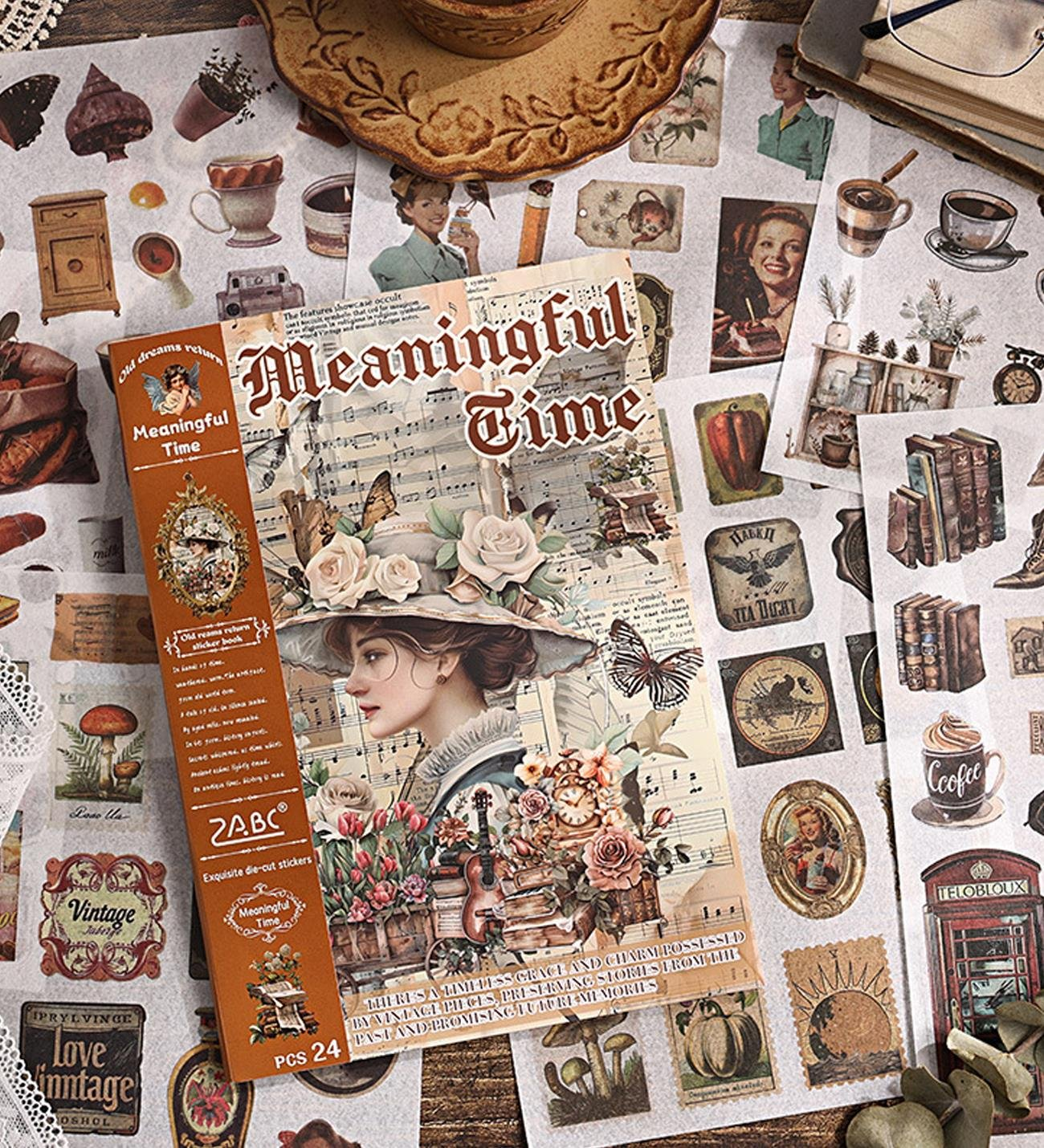 Vintage Sticker Book Özel Tasarım Sticker Kitabı 23,5x16,5 Bullet Journal Scrapbook