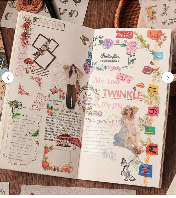 Vintage 24 Sayfa Sticker Book – Bullet Journal ve Günlük Planlayıcı İçin Retro Etiket Defteri