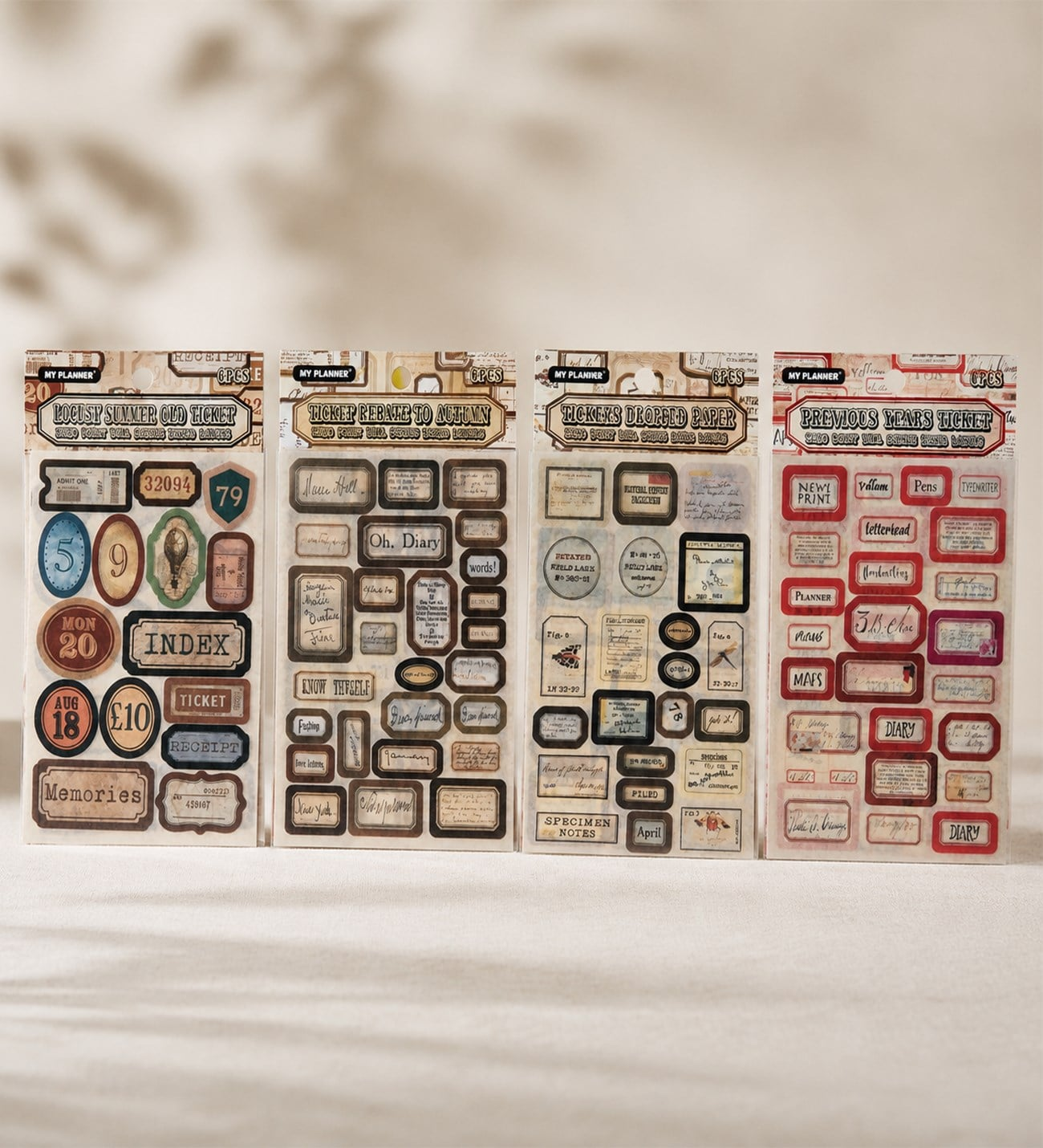 Retro Etiket Scrapbook Sticker Seti 6 Sayfa