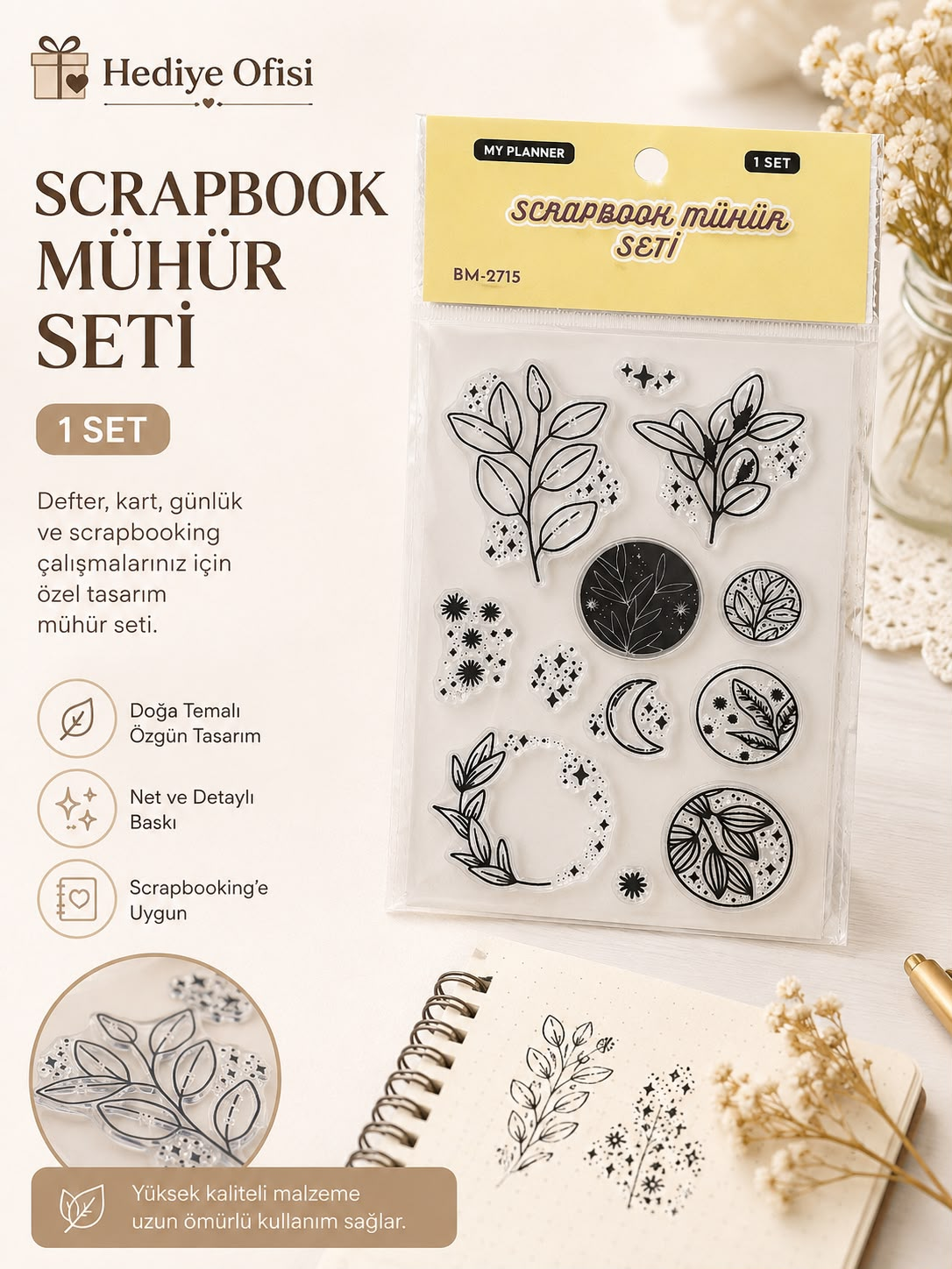 Şeffaf Silikon Scrapbook Mühür Seti 1 Adet