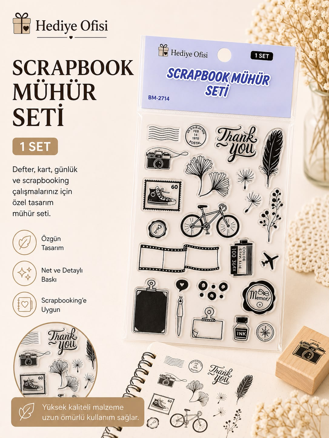 Şeffaf Silikon Scrapbook Mühür Seti 1 Adet -CİTY THANKYOU
