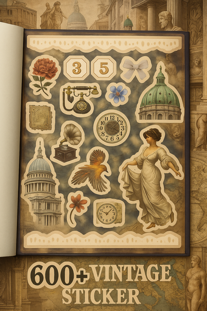 Hediye Ofisi 45 Sayfa Wintage Sticker Kitabı– Bullet Journal & Scrapbook için Renkli Bantlar