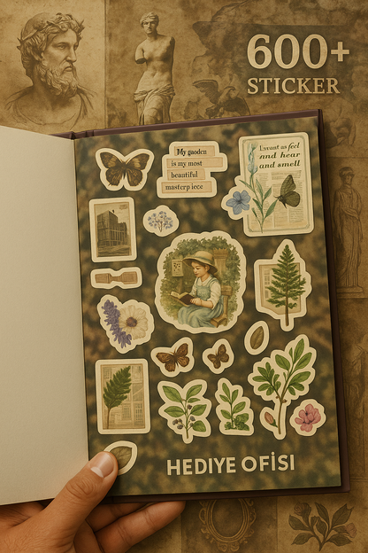 Kırmızı 45 Sayfa Wintage Sticker Kitabı– Bullet Journal & Scrapbook için Renkli Bantlar