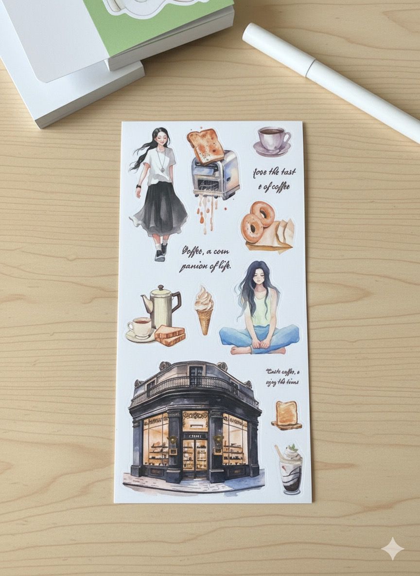 Rich and Kahve Konseptli Sticker Book–20 sayfa  Bullet Journal ve Defter Süsleme İçin Retro Etiket Seti
