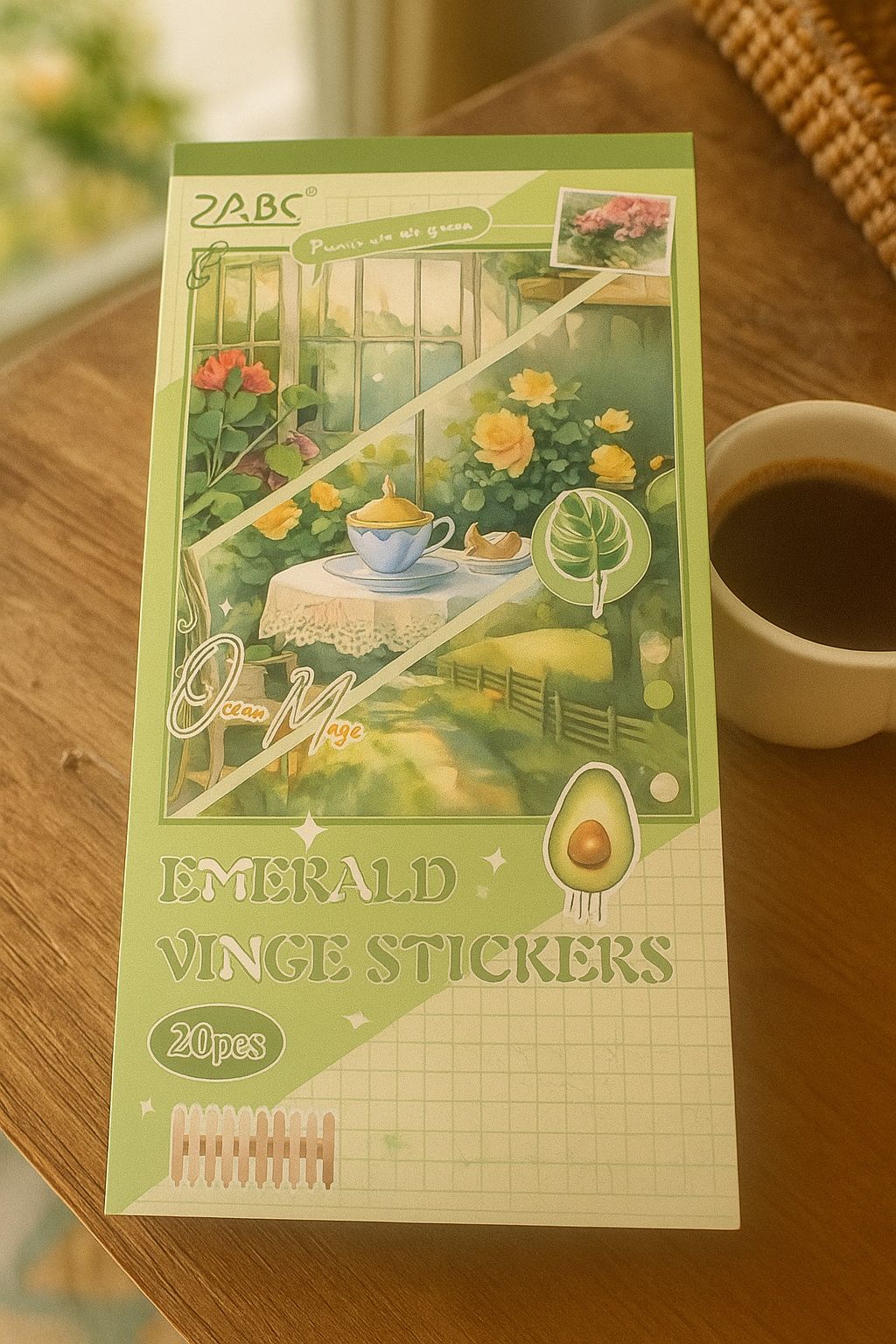 Emerald Vintage Sticker Seti 20 SAYFA – Zümrüt Yeşili Retro Tasarım Etiketler | Hediye Ofisi