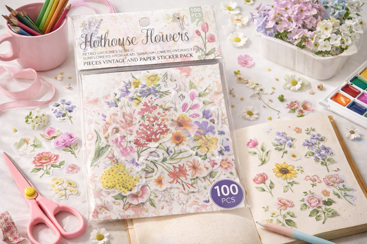 Vintage Floral 100lü Çiçek Sticker