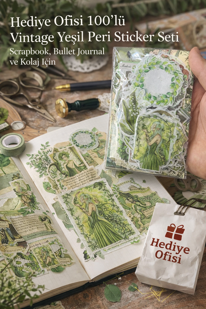 Hediye Ofisi 100lü Yeşil Peri ve Doğa Temalı Şeffaf Sticker