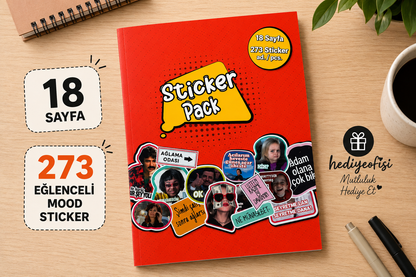 Hediye Ofisi Mood Sticker Kitabı 273 Eğlenceli Sticker 18 Sayfa Caps ve Yazı Sticker Seti