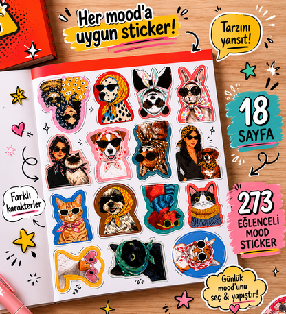 Hediye Ofisi Mood Sticker Kitabı 273 Eğlenceli Sticker 18 Sayfa Caps ve Yazı Sticker Seti