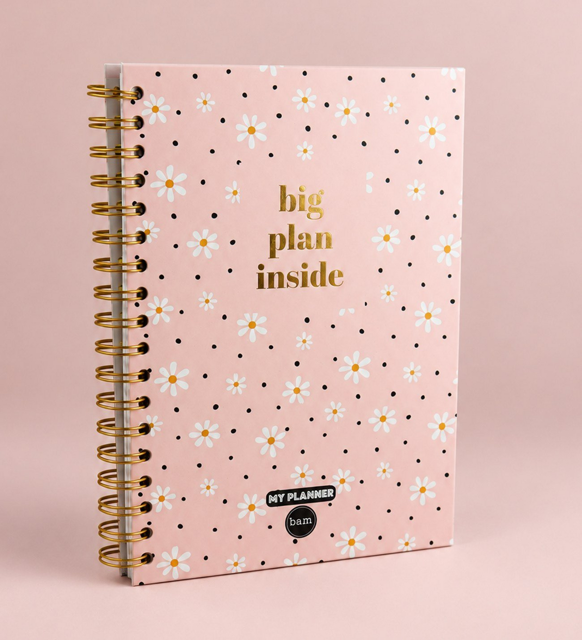 Big Plan Inside pembe papatya desenli spiralli ajanda Hediye Ofisi