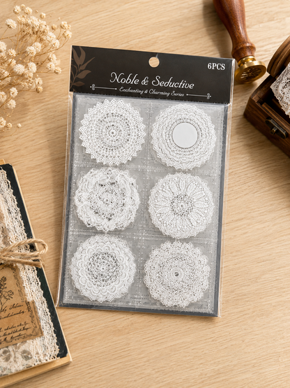 Vintage Dantel Scrapbook Sticker Set 6 Sayfa