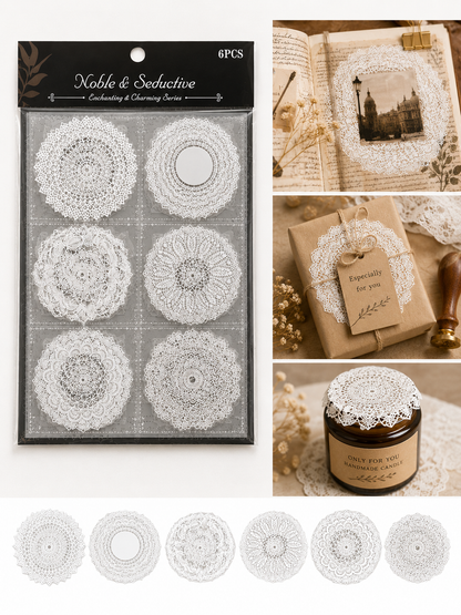 Vintage Dantel Scrapbook Sticker Set 6 Sayfa