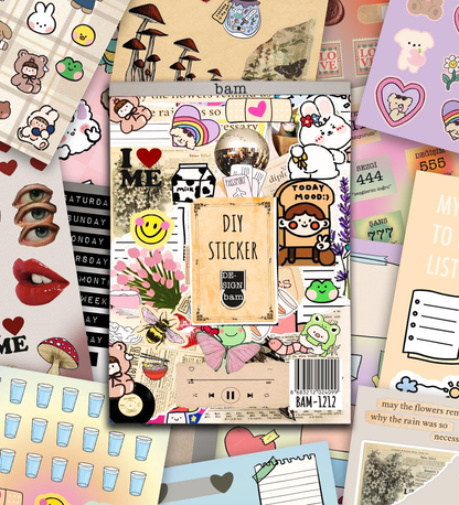 Vintage My DIY Sticker Book 24 * 17 cm 16 Sayfa Özel Tasarım Rengarenk Sticker Kitabı