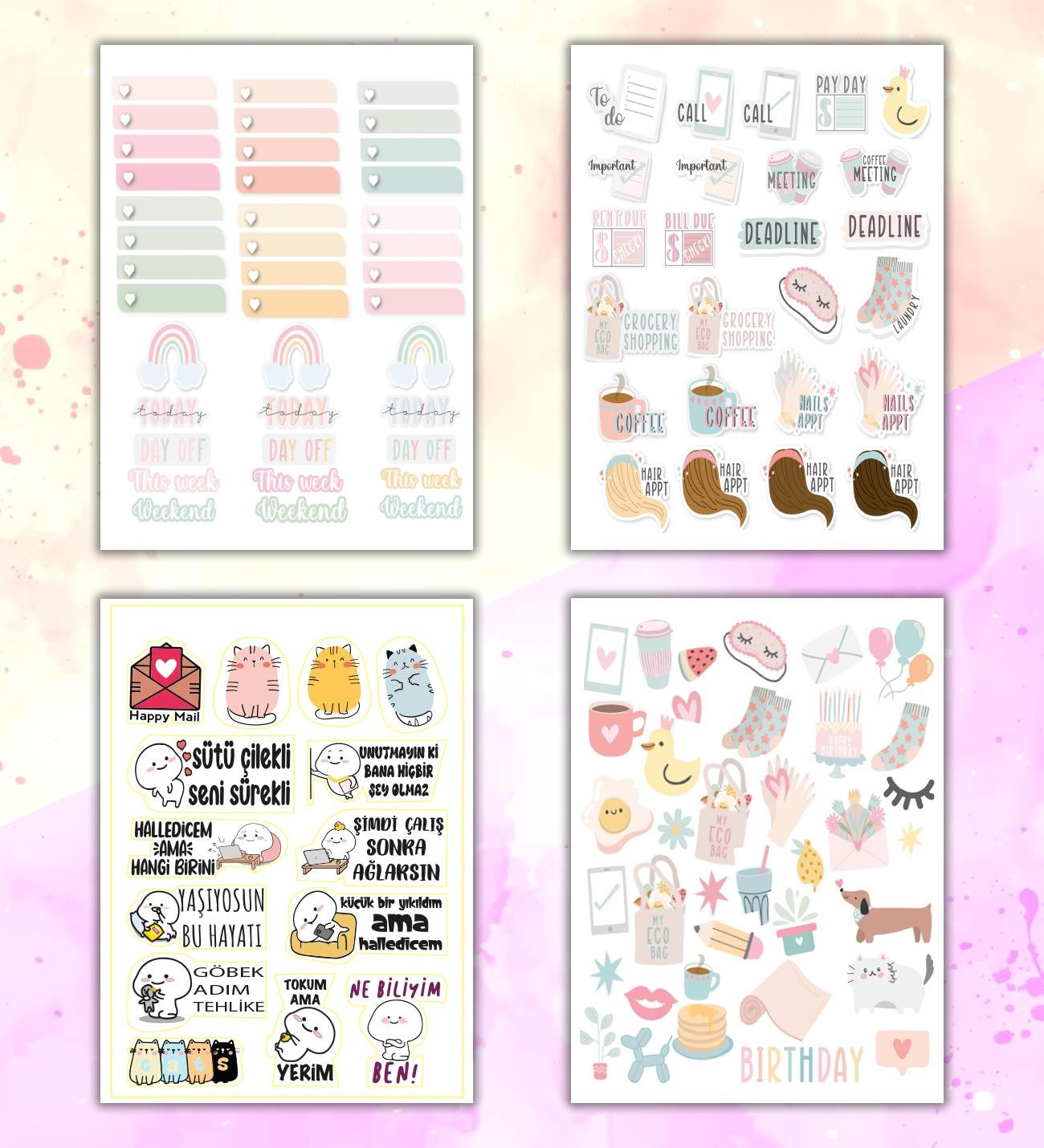 Girl Power My DIY Sticker Book 24 * 17 cm 16 Sayfa Özel Tasarım Rengarenk Sticker Kitabı