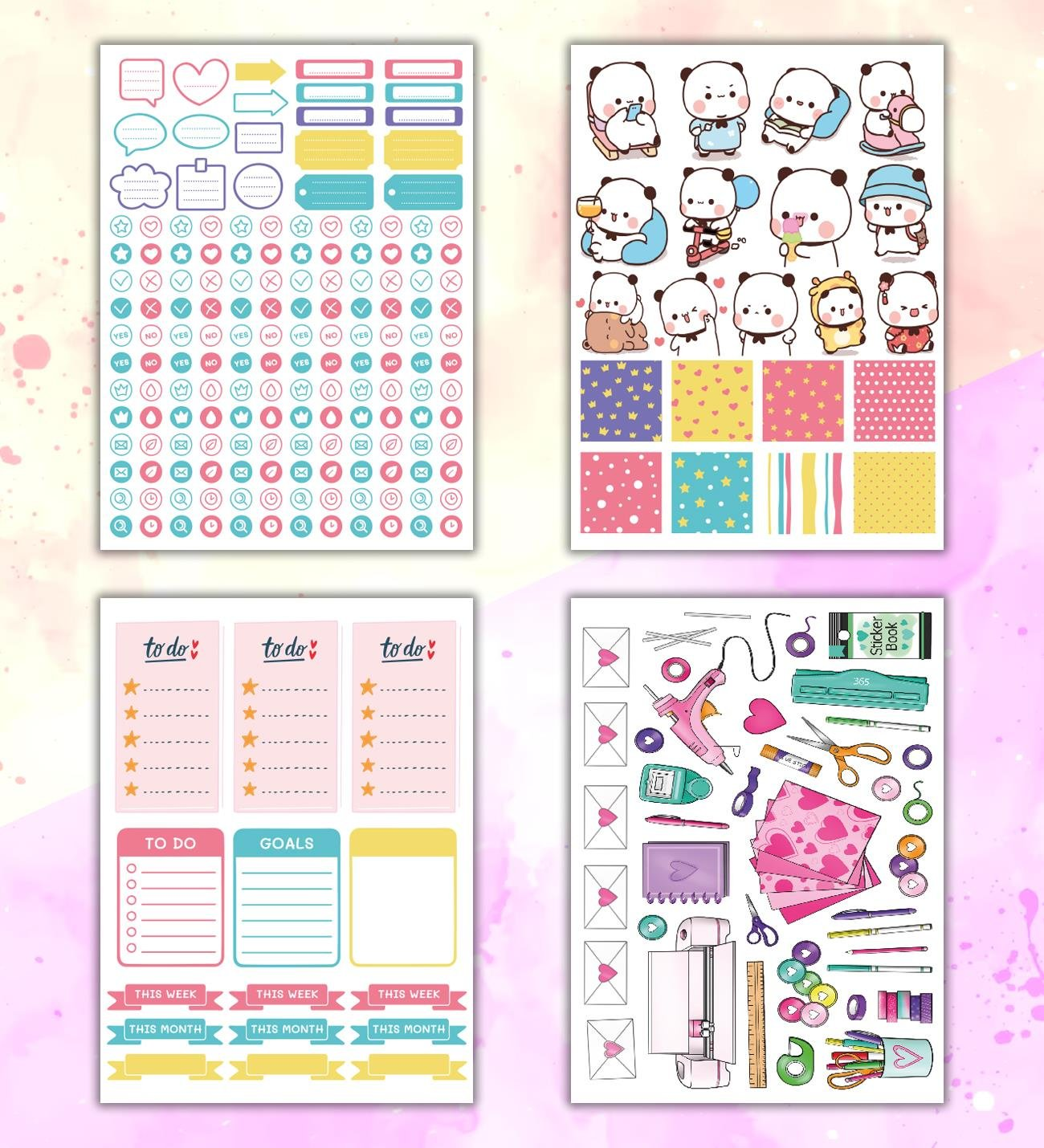 Girl Power My DIY Sticker Book 24 * 17 cm 16 Sayfa Özel Tasarım Rengarenk Sticker Kitabı