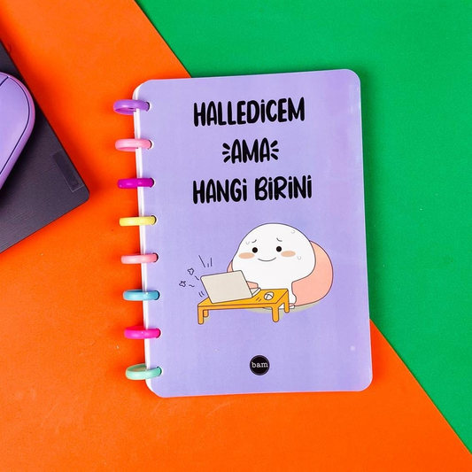 Halledicem Ama Hangi Birini Tasarımlı Kalp Spiralli Defter