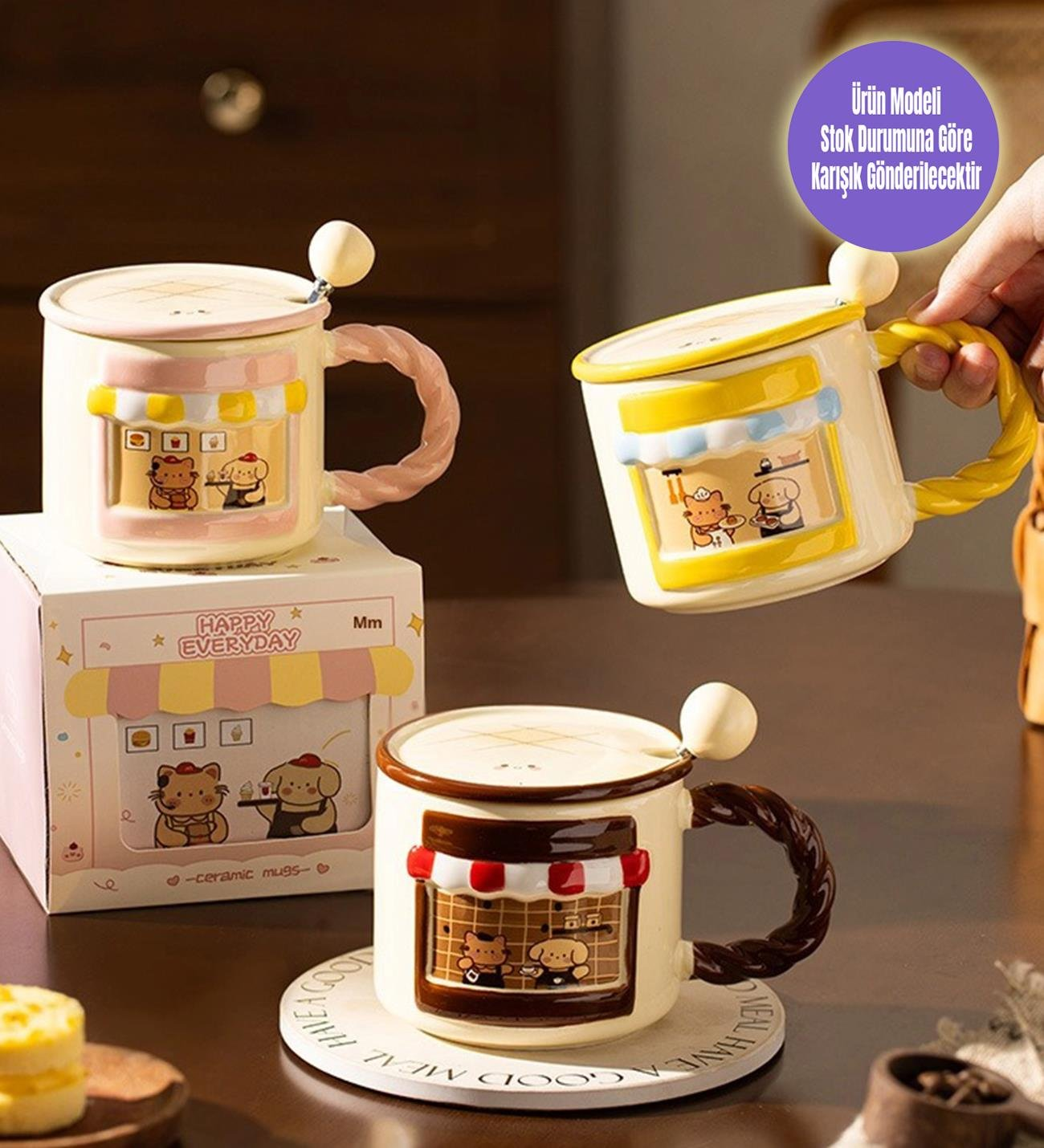Happy Everyday Sevimli Ayı Tasarımlı Seramik Kupa