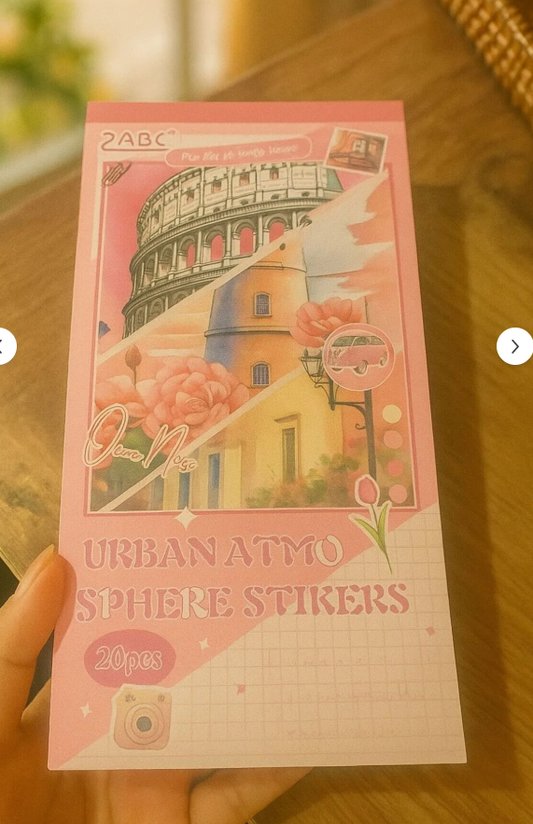 Şehir ve Seyahat Konseptli 20 Sayfa Sticker Seti – Retro Urban-Bullet Journal Etiket