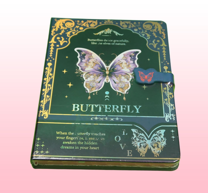 Kelebek Tasarımlı Mıknatıs Kapaklı Defter