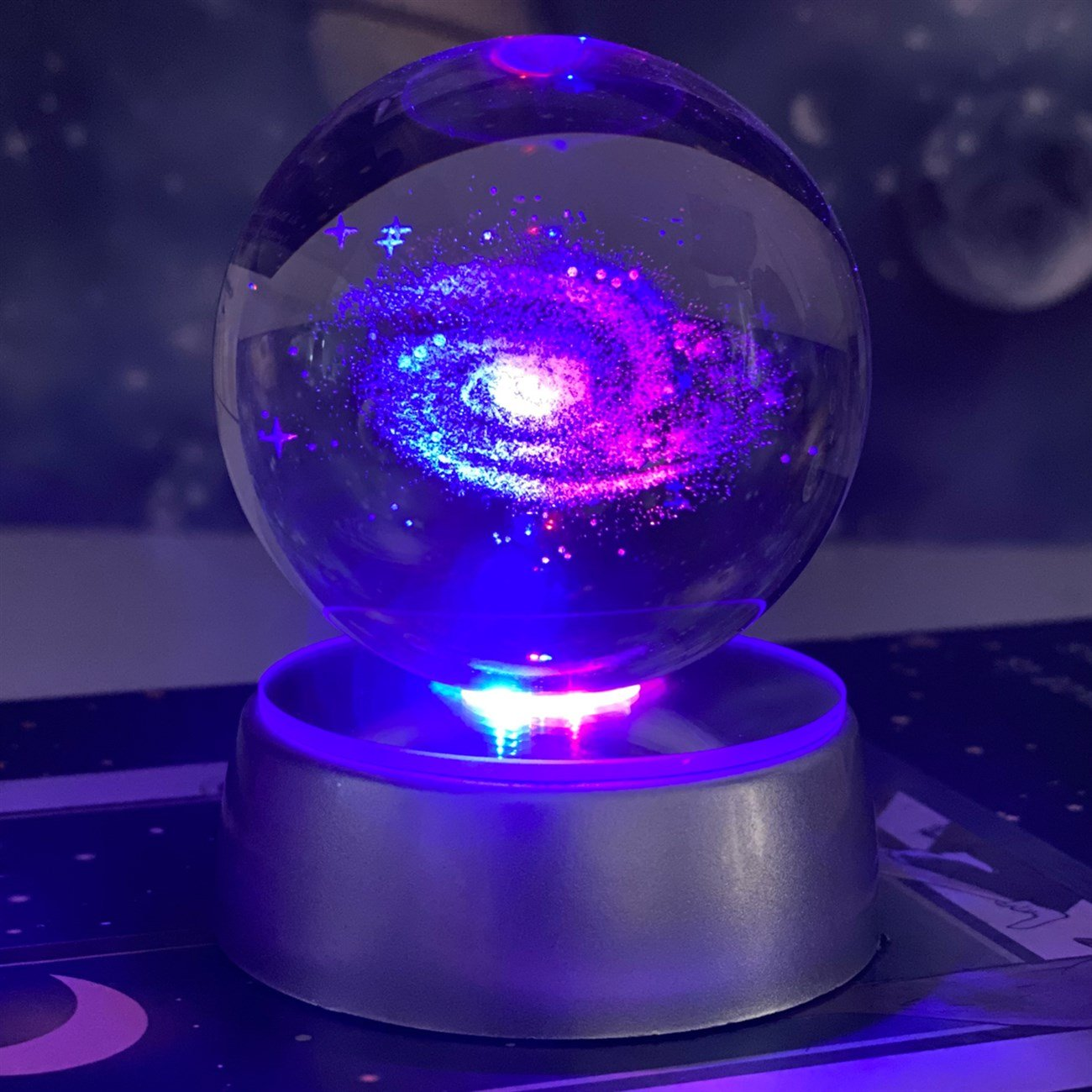 Samanyolu Galaxy Işıklı Cam Küre
