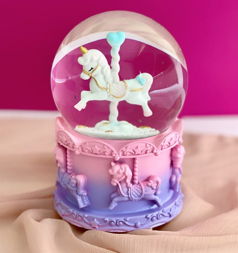Unicorn Atlı Karınca Işıklı Kar Küresi Işıklı ve Müzikli
