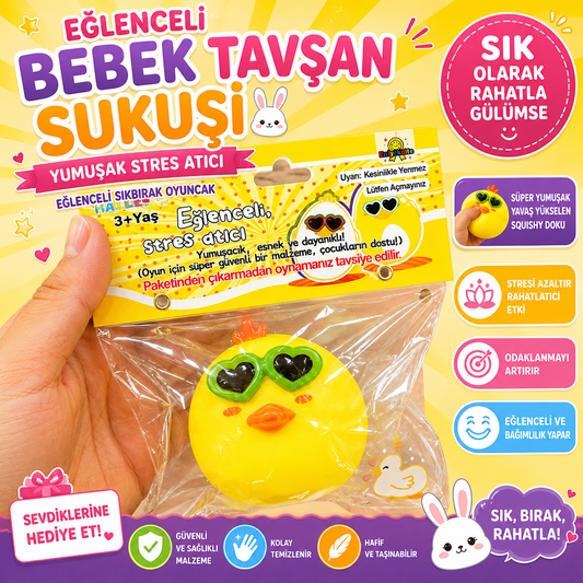 Bebek Ördek Squishy Jel Stres Oyuncağı – Yumoş Elastik Ördek Modeli Eğlenceli Sık Bırak Oyuncak