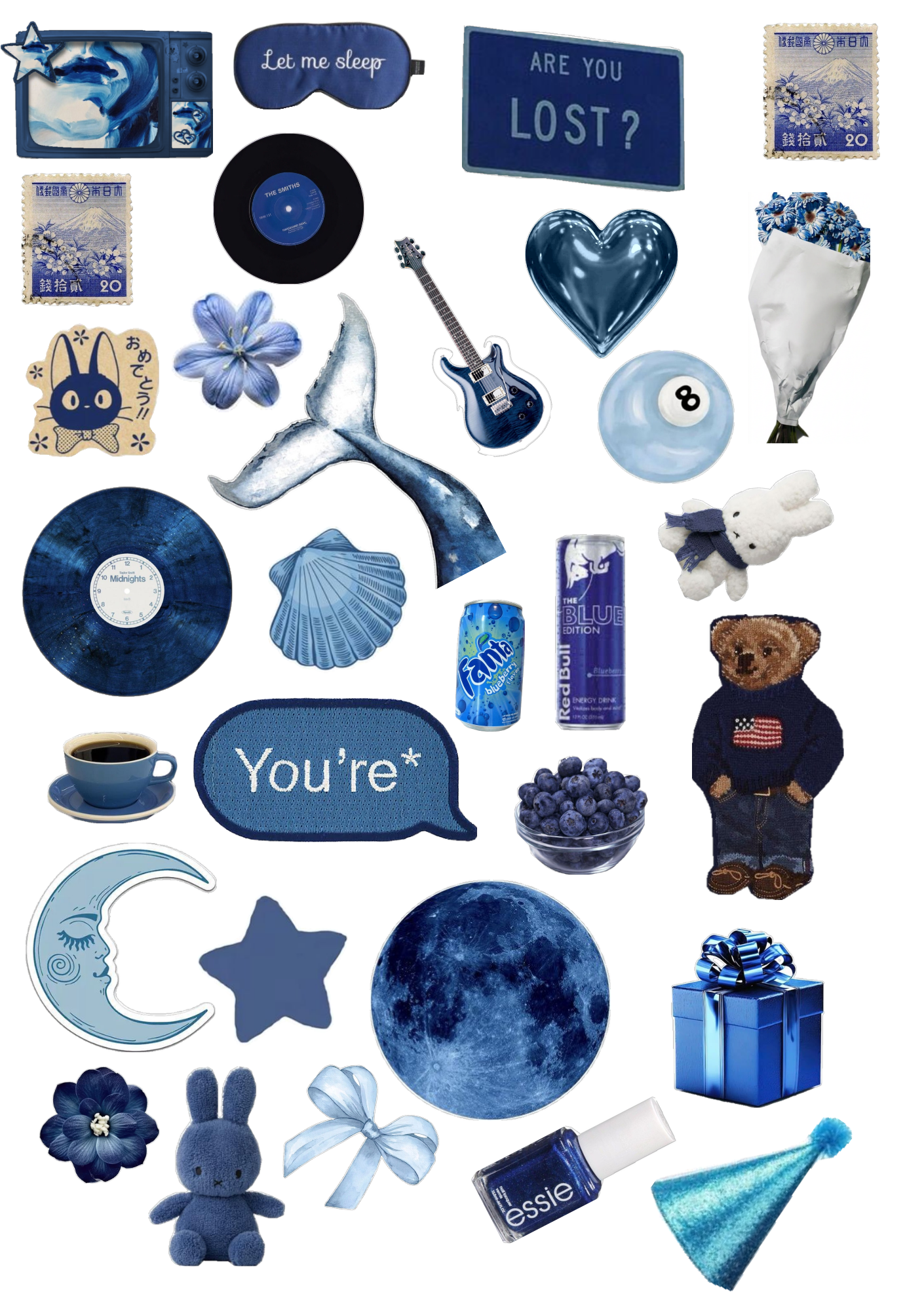 3Lü Blue Collection Retro Sticker, Çıkartma, Ajanda, Günlük, Planlayıcı, Bullet Journal ,Scrapbook