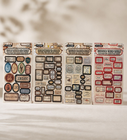 Retro Etiket Scrapbook Sticker Seti 6 Sayfa