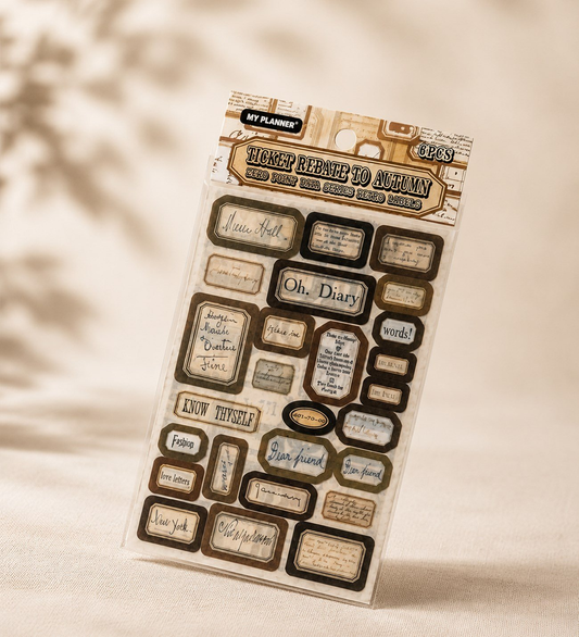 Retro Etiket Scrapbook Sticker Seti 6 Sayfa