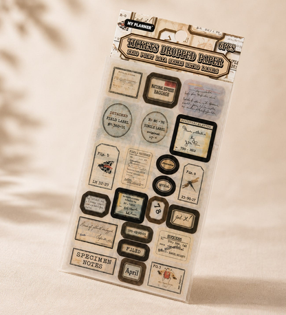 Retro Etiket Scrapbook Sticker Seti 6 Sayfa