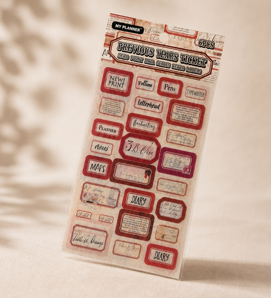 Retro Etiket Scrapbook Sticker Seti 6 Sayfa