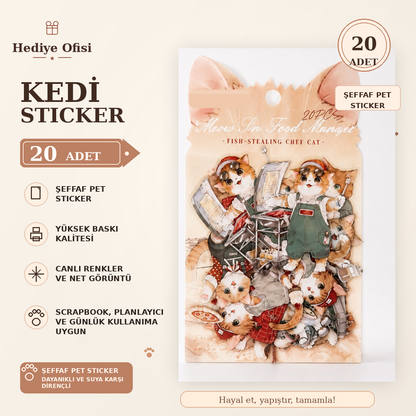 Kedi Sticker 20 Adet