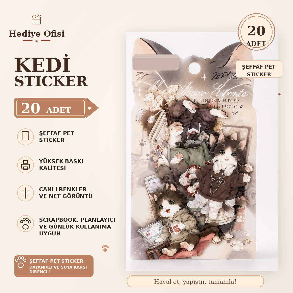 Kedi Sticker 20 Adet