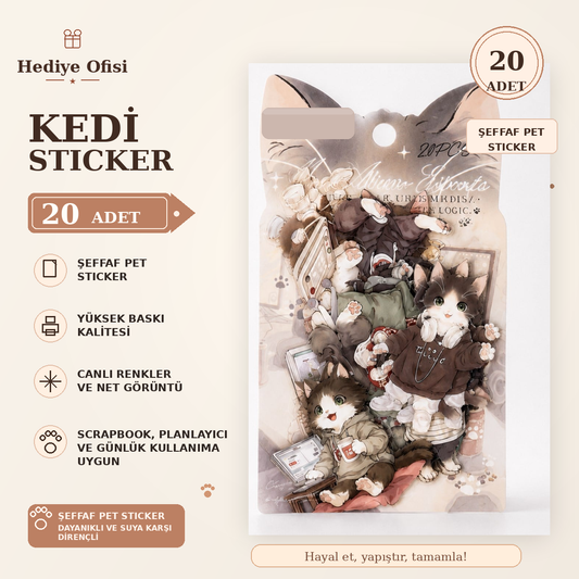 Kedi Sticker 20 Adet