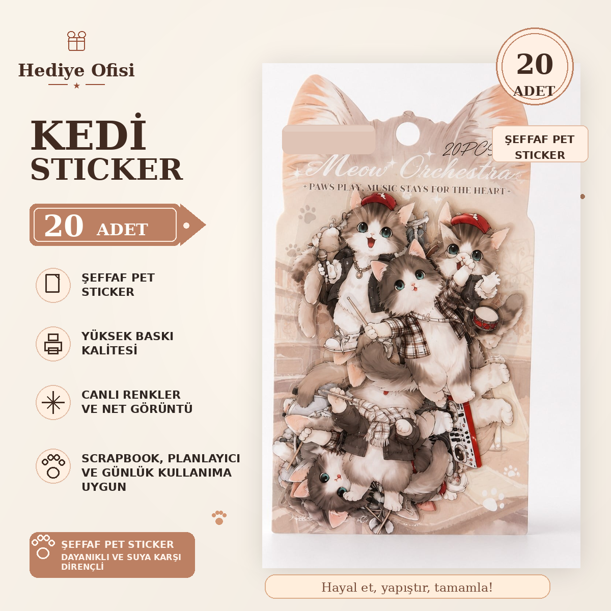 Kedi Sticker 20 Adet