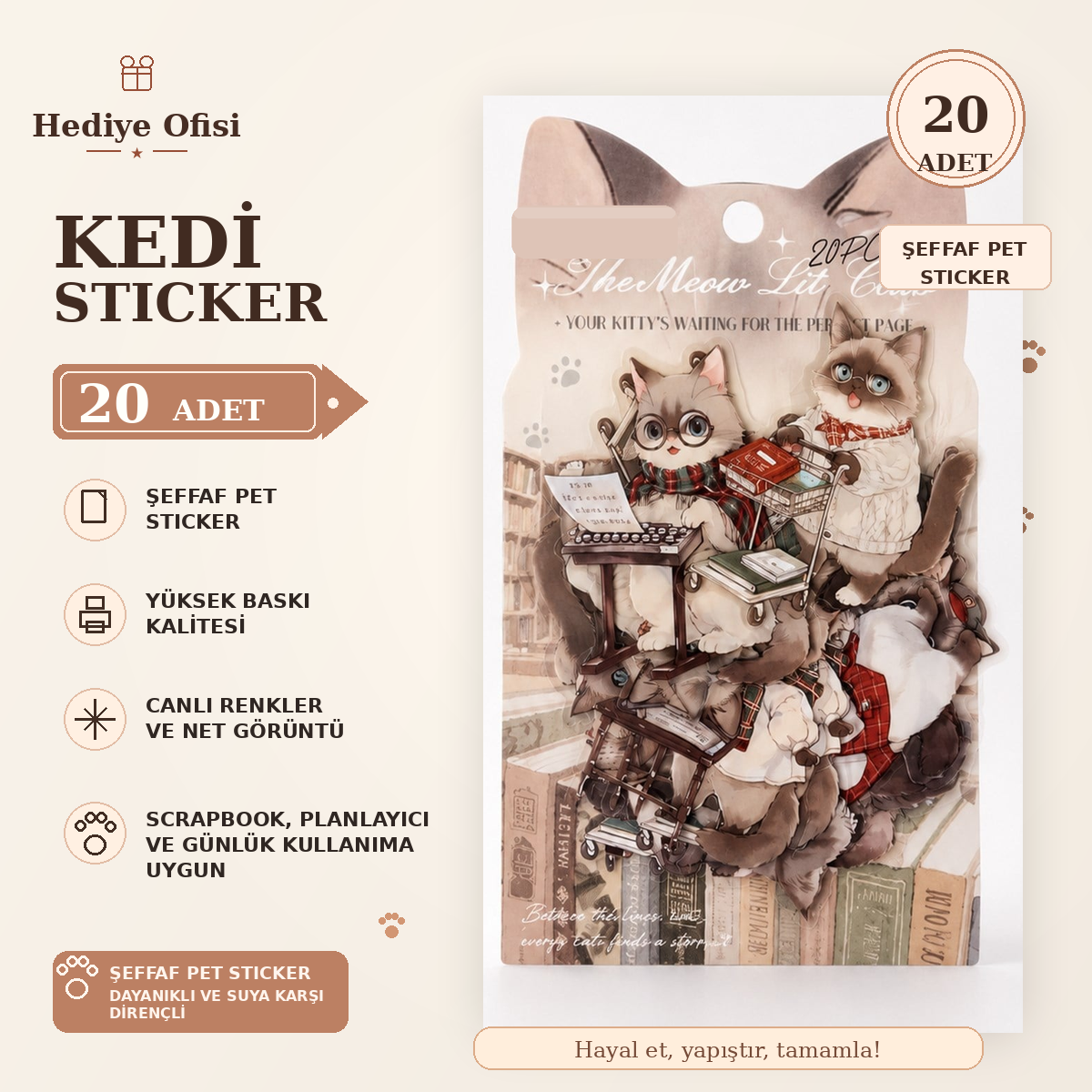 Kedi Sticker 20 Adet