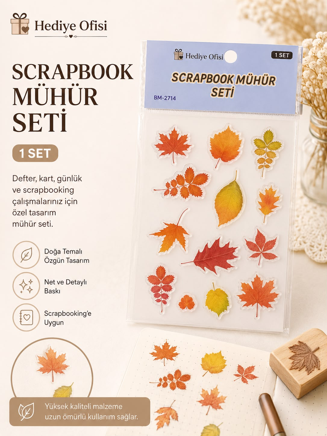 Şeffaf Silikon Scrapbook Mühür Seti 1 Adet Sonbahar Yapraklar