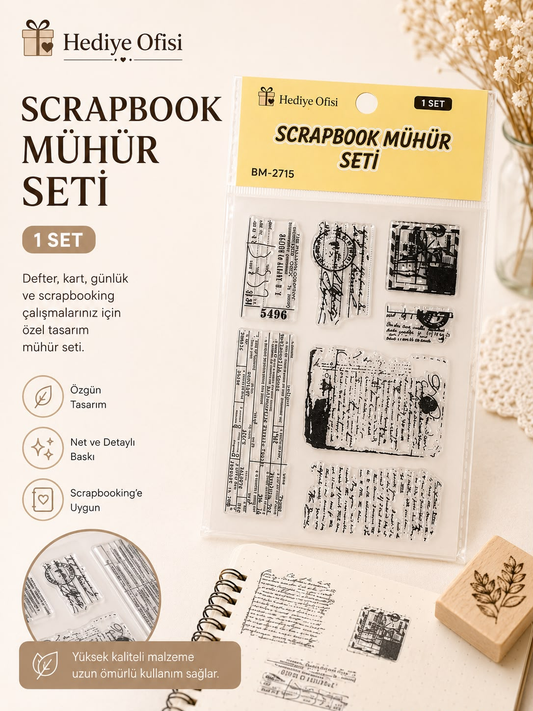 Şeffaf Silikon Scrapbook Mühür Seti 1 Adet ephemera yazılar