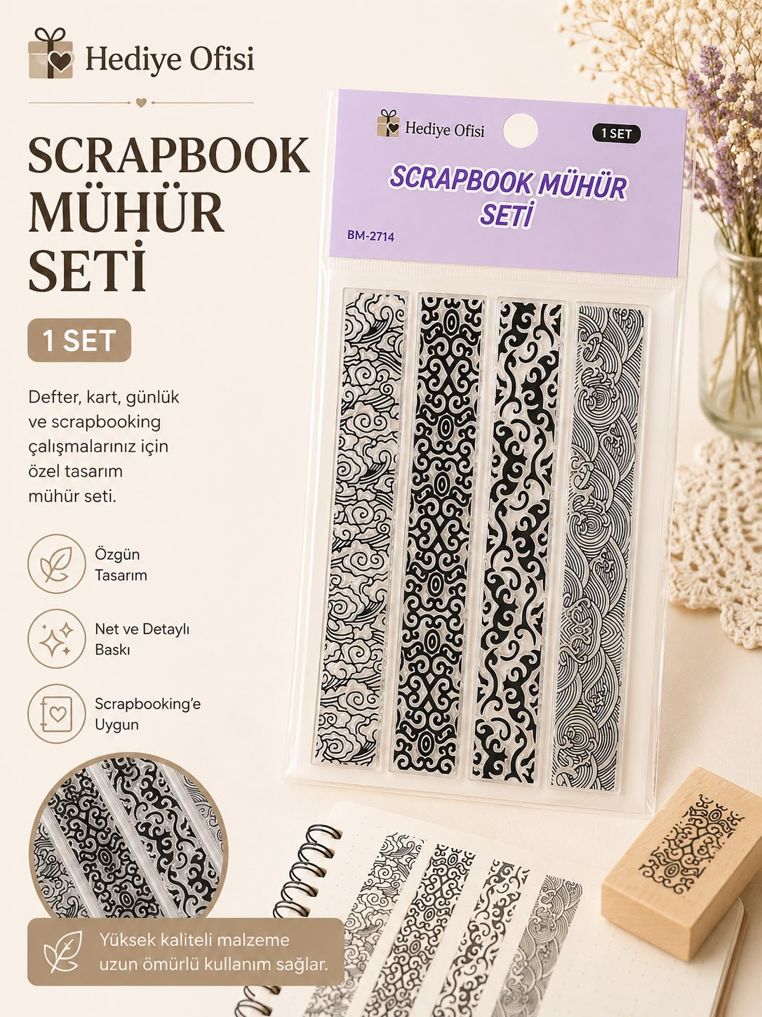 Şeffaf Silikon Scrapbook Mühür Seti 1 Adet Şerit