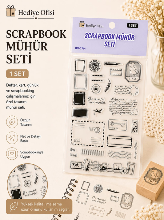 Şeffaf Silikon Scrapbook Mühür Seti 1 Adet -POSTA