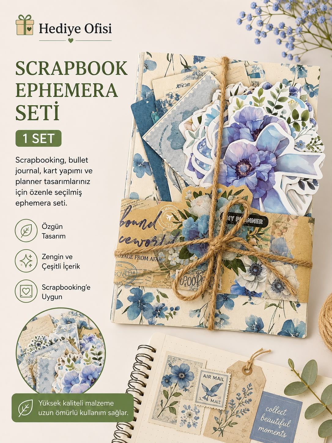 Vintage Scrapbook Başlangıç Dekoratif Kağıt Seti 100 Adet