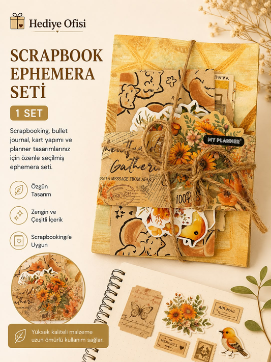 Vintage Scrapbook Başlangıç Dekoratif Kağıt Seti 100 Adet