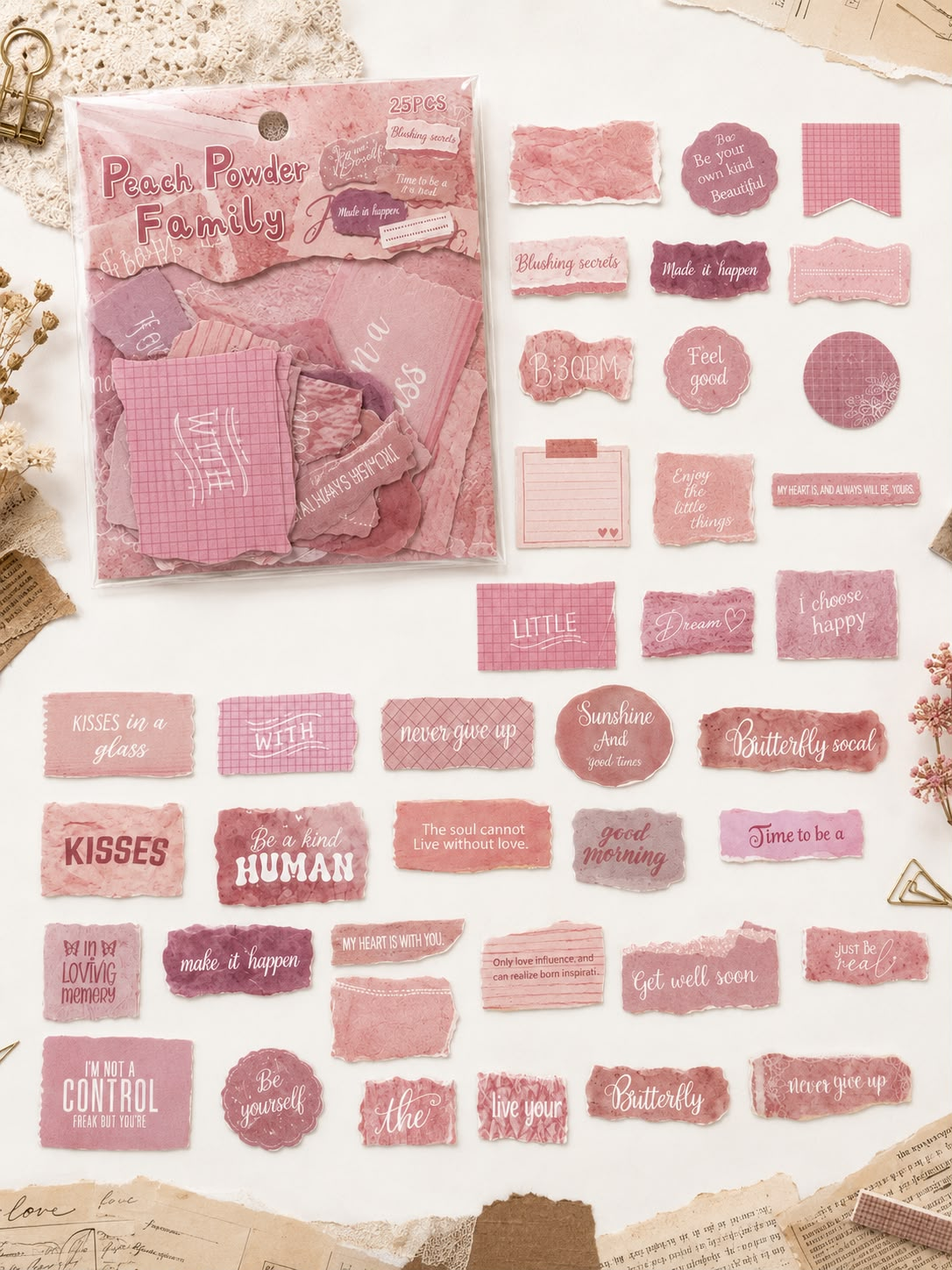 Pastel Yazı Scrapbook Sticker Seti 25 Adet