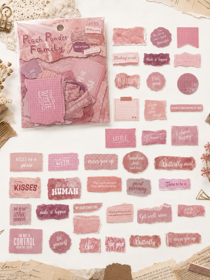 Pastel Yazı Scrapbook Sticker Seti 25 Adet