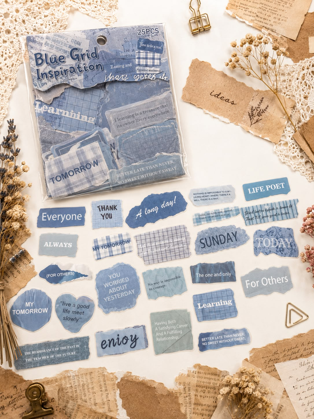 Pastel Yazı Scrapbook Sticker Seti 25 Adet