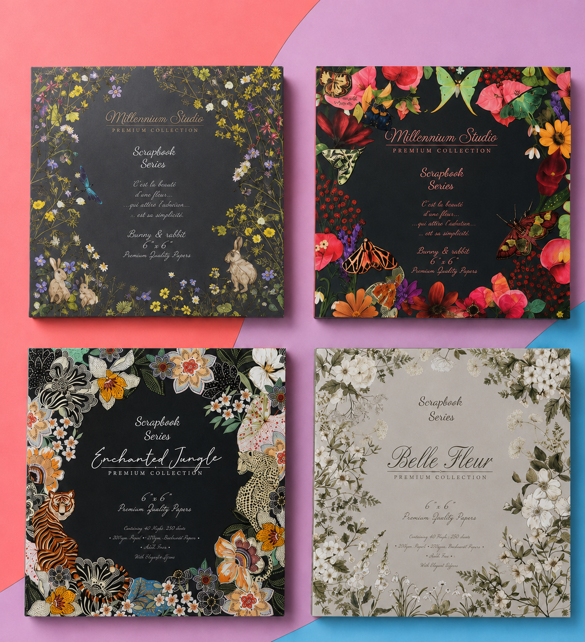Scrapbook Desen Defteri 6x6 İnç - 40 Sayfa Vintage Journaling Defteri