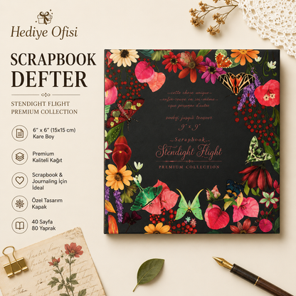 Scrapbook Desen Defteri 6x6 İnç - 40 Sayfa Vintage Journaling Defteri